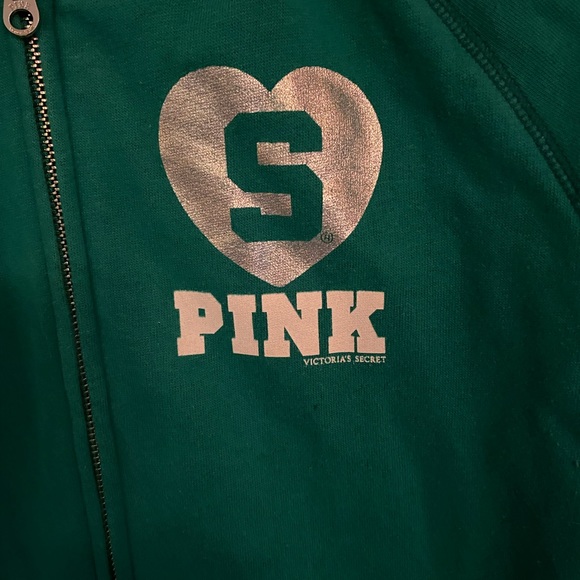 MSU Spartans zip up hoodie PINK Victoria’s Secret - Picture 4 of 6